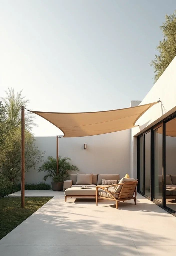 A modern outdoor furniture set featuring a modular three-seater sofa, a single armchair, and two square side tables, all with light-toned wooden frames and beige upholstered cushions. — 3D model