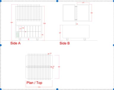 The image displays an isometric view of a modular, industrial-style storage unit. It is presented as a render on a white background. The unit features a dark gray, metal construction, resting on four small casters, indicating mobility. The top section consists of an open frame with multiple vertical rods, likely designed for hanging garments. Below this, there is a solid shelf. The lower section comprises a series of open cubbyholes, arranged in two rows of six, totaling twelve compartments, suitable for shoes or other small personal items. On one side of the lower section, there are several circular openings, suggesting additional specialized storage, perhaps for rolled items or specific equipment. The overall design emphasizes utilitarianism and robust construction. — 3D model