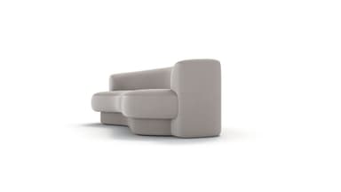 A modern, minimalist chaise lounge featuring a continuous, organic form. It is fully upholstered in a light, neutral fabric, with integrated backrest and armrests that flow seamlessly into the seat. — 3D model