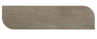 A console table featuring a rectangular top with rounded edges and two cylindrical pedestal legs. The tabletop appears to be made of wood with a dark stain, and it is supported by a polished metal frame that wraps around the edges. The legs are substantial, cylindrical structures with a brushed or satin metallic finish. — 3D model