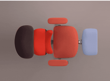 A sophisticated, high-tech reclining chair featuring multiple articulated segments for customized ergonomic support. The chair is upholstered in a dark gray fabric with lighter gray trim, set upon a robust, light gray metal frame that showcases advanced adjustability mechanisms for the backrest, seat, armrests, and integrated footrest. Its design emphasizes comfort and modern aesthetics. — 3D model