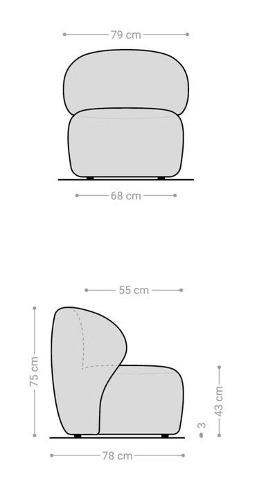 A contemporary lounge chair upholstered in a textured, cream-colored bouclé fabric. The chair features a distinctive, organic silhouette with a rounded back that seamlessly transitions into the armrests and seat, creating a unified and inviting form. Its low profile and plush cushioning suggest comfort and relaxation, making it a statement piece for modern interiors. — 3D model