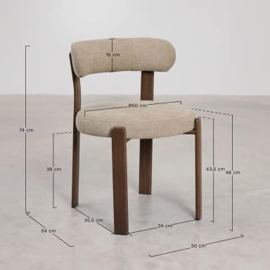 A contemporary chair featuring a dark wood frame and green upholstered seat and back. The backrest is curved and supported by two prominent wooden uprights from the rear legs. — 3D model