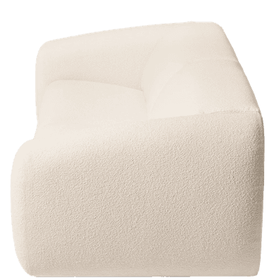 A three-seater sofa with rounded armrests and a plush, textured upholstery. The sofa features a contemporary design with clean lines and visible stitching that divides the seating and backrest into distinct cushions. — 3D model