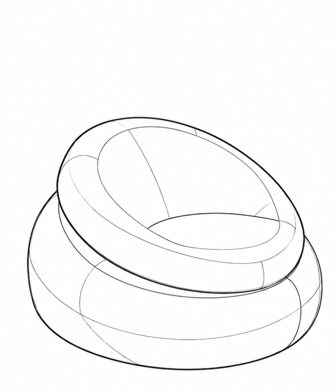 A light blue, rounded lounge chair with an integrated seat and backrest, featuring an organic, sculptural form. — 3D model