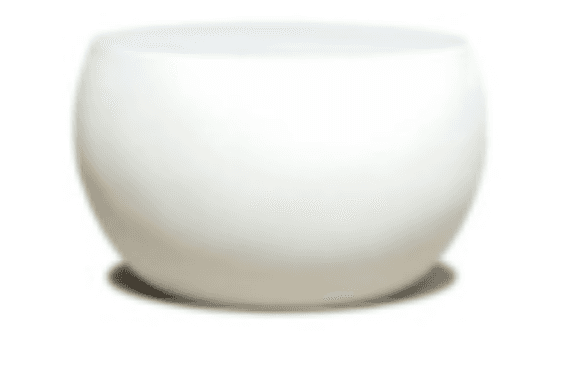 A white, rounded side table with a smooth, matte finish. The table has a drum-like shape, wider in the middle and tapering towards the top and bottom. It appears to be a single solid piece with no visible seams or legs, resting directly on the surface it is placed on. — 3D model