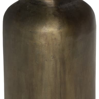 A small, cylindrical end table with a rounded, oval-shaped top. The base is a solid, hollow cylinder with rounded edges at the top and bottom, supporting a pedestal-like structure that connects to the tabletop. The overall form is sculptural and minimalist. — 3D model