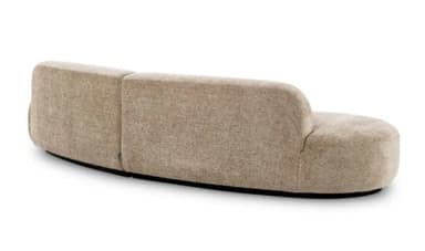A contemporary, upholstered sofa with a sinuous, organic shape. It features a low profile, rounded arms that flow into the backrest, and a segmented seat that follows a curved contour. The upholstery has a textured, woven appearance. — 3D model