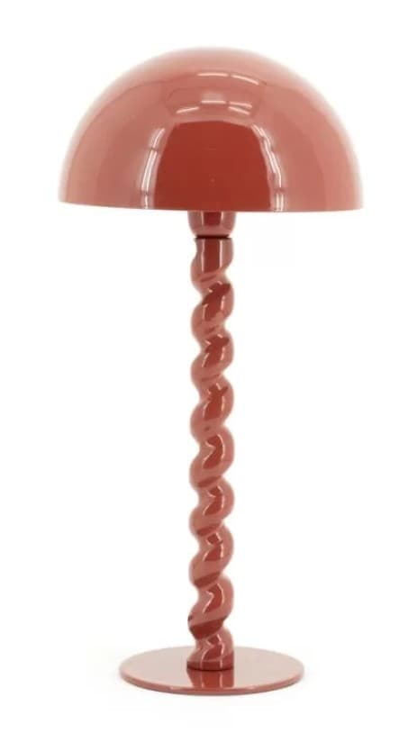 A table lamp with a mushroom-shaped dome shade and a twisted, spiral pedestal base. The base is circular and flat. — 3D model