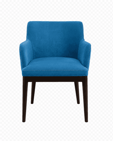 An upholstered armchair featuring a deep teal fabric with a diamond-quilted pattern on the outer back and armrests, supported by dark-stained wooden legs. — 3D model