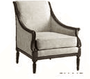 A classic transitional armchair featuring a visible dark wood frame and light-colored fabric upholstery. — 3D model