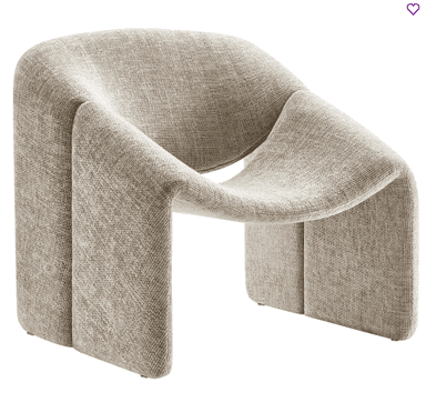 A modern armchair with a distinctive U-shaped base and a continuous, flowing form. The seat and backrest are integrated into the overall structure, creating a sculptural appearance. The upholstery has a visible woven texture. — 3D model