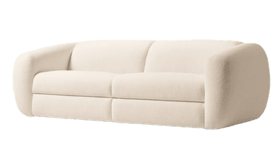 A three-seater sofa with rounded armrests and a plush, textured upholstery. The sofa features a contemporary design with clean lines and visible stitching that divides the seating and backrest into distinct cushions. — 3D model
