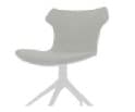 A modern grey upholstered chair with a contoured backrest and seat, mounted on a polished metallic four-star swivel base. — 3D model