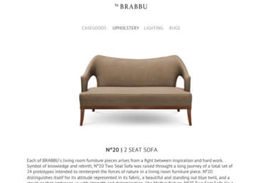 A two-seater sofa with a tufted back and seat. The frame is made of dark wood and the upholstery is a neutral-toned fabric. — 3D model
