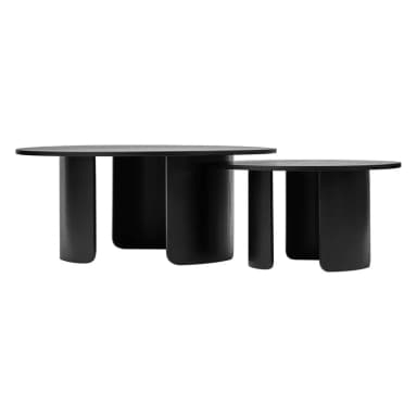 A circular black table top with a prominent, yet subtle, wood grain pattern visible across its surface. The grain runs diagonally, contributing to the depth of the dark finish. The edges appear smooth and uniformly curved, indicating a precisely cut or molded form. The overall aesthetic is sleek and modern. — 3D model