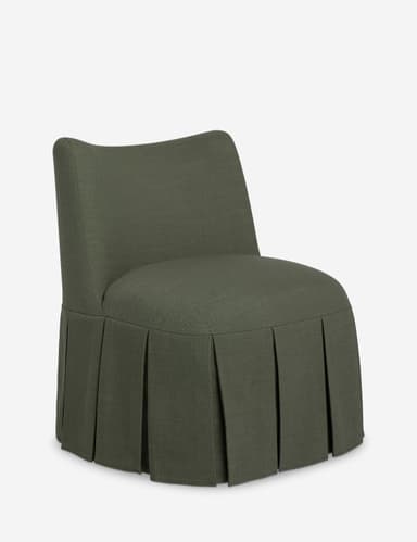 A skirted accent chair with a high back and a rounded seat. The chair is upholstered in a textured fabric and features a pleated skirt that extends to the floor. The backrest has a subtle curve. — 3D model