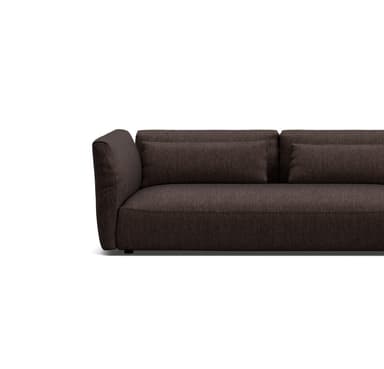 A dark brown upholstered modular sectional sofa featuring plush seat and back cushions, rounded armrests, and a contemporary design. The sofa is composed of at least three distinct modules. — 3D model