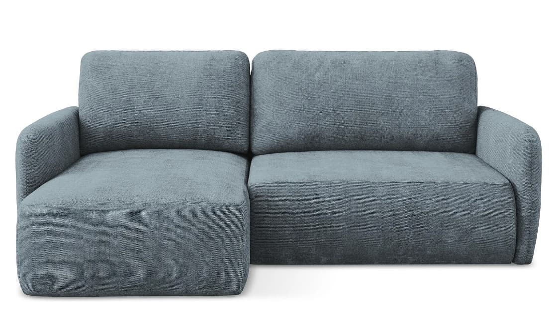 A sectional sofa with a chaise lounge on the left side. The sofa features deep seating, plush back cushions, and low-profile armrests. The upholstery has a textured weave. — 3D model