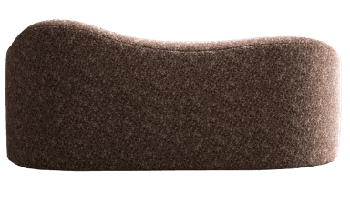 A contemporary sofa with a curved, organic silhouette. It features a fully upholstered form with a rounded backrest that rises higher on one side, creating an asymmetrical profile. The seating surface is flat and continuous with the base. The upholstery has a textured, flecked appearance. — 3D model