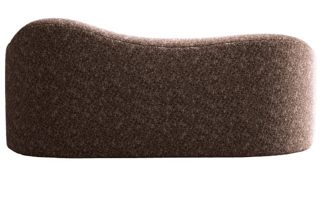A back view of a modern, upholstered sofa with a curved, undulating silhouette. The sofa has a continuous backrest that forms a wave-like shape, suggesting a unique design. It appears to be a modular piece or designed for lounge seating. — 3D model