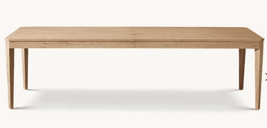 A long, rectangular solid wood bench with a light, natural finish and subtly tapered legs, presented against a white studio background. — 3D model