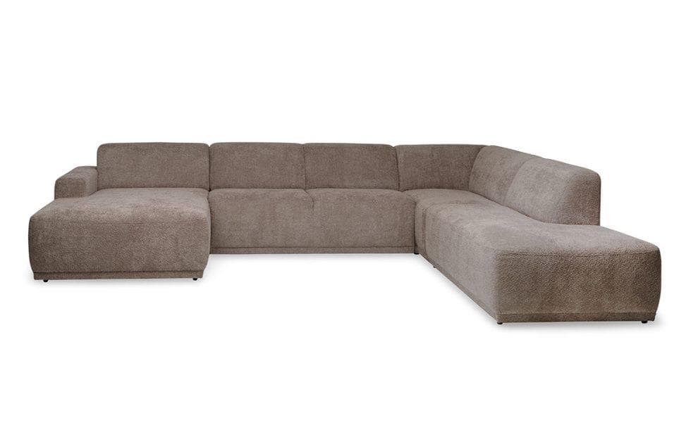 A large, modular sectional sofa with a U-shaped configuration. It features plush, textured upholstery and deep seating. The design is contemporary with rounded edges and low profile. — 3D model