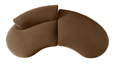 A two-piece sectional sofa characterized by its sinuous, organic forms. Upholstered in a textured, warm brown fabric, the sofa features a low-profile design. One section includes a gently curved backrest, while the adjacent piece is a backless chaise lounge component, also with a flowing, elongated silhouette. The overall aesthetic suggests a contemporary or organic modern style. — 3D model