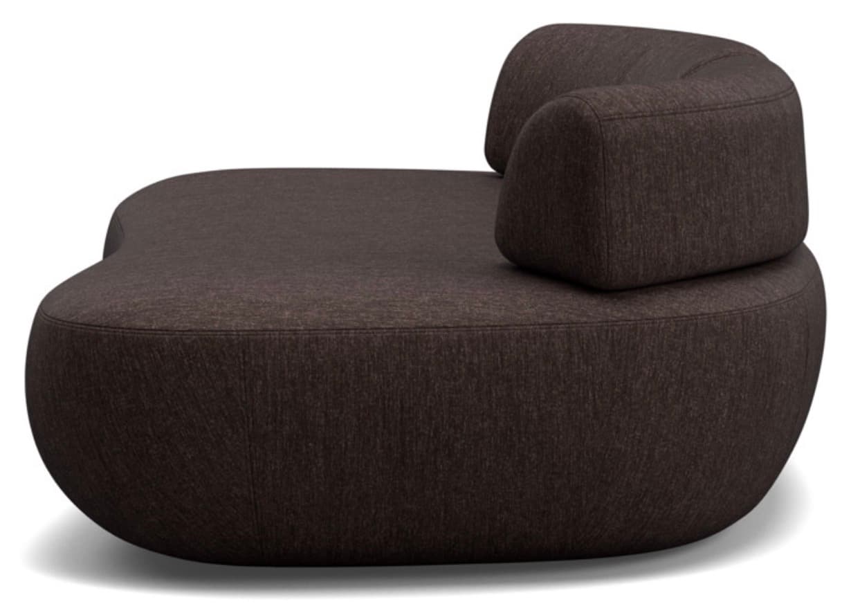 A contemporary, organically shaped chaise lounge with a low profile and rounded edges. It features a single backrest cushion that is positioned towards the right side of the seating area, providing partial back support. The upholstery has a textured weave. — 3D model