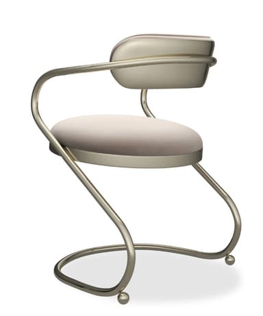 A contemporary accent chair featuring a sinuous tubular metal frame and upholstered round seat and backrest. — 3D model