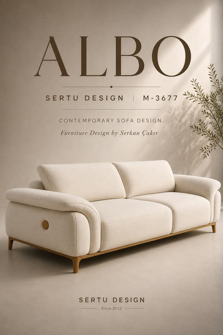 A modern two-seater sofa upholstered in a light beige fabric, featuring rounded armrests, two separate seat cushions, and a wooden base frame with tapered wooden legs. A circular metallic accent disc is visible on the side of one armrest. — 3D model