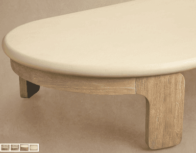 A cream-colored, oval-shaped decorative panel with a smooth, matte finish and softly rounded edges, presented against a subtly textured beige background. The object has a uniform thickness and a minimalist aesthetic. — 3D model