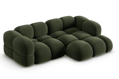 A dark green modular sectional sofa featuring a distinctive bubble or cloud-like design with rounded, plush upholstered cushions forming the back, seat, and arms. The sofa is composed of multiple interconnected sections, forming an L-shape. The upholstery appears to be a soft, possibly velvet or chenille, fabric. — 3D model