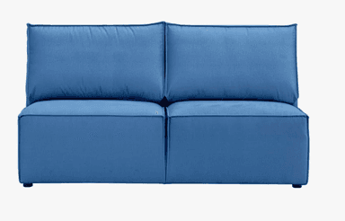 A two-seater modular sofa with clean lines and plush cushioning. The sofa features deep seats and backrests constructed from upholstered blocks, suggesting a modern, minimalist design. The upholstery appears to be a durable fabric, and the construction is robust with visible stitching detailing the edges of each cushion. — 3D model