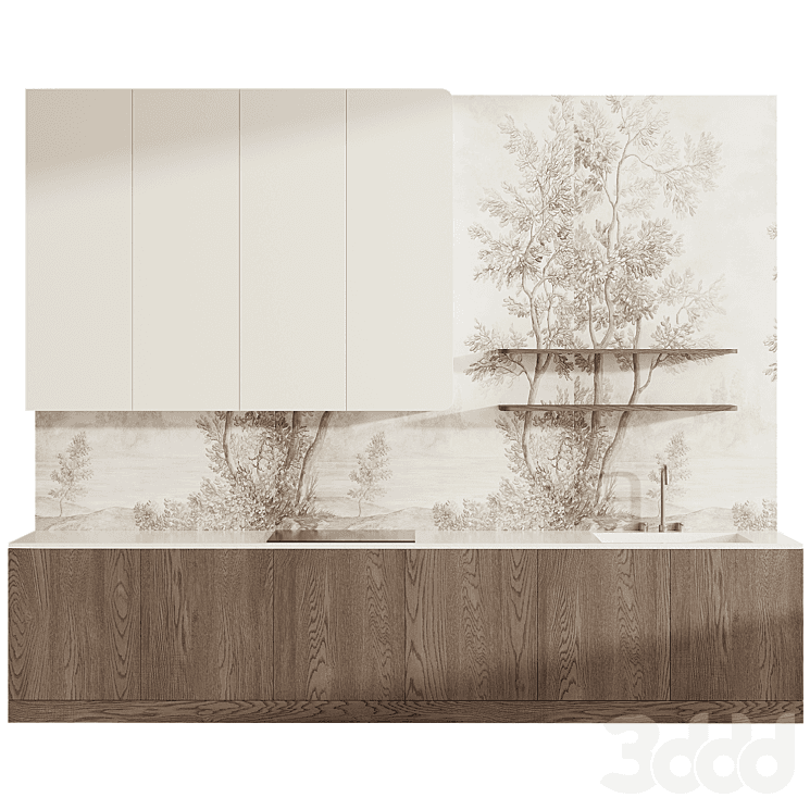 Modern Integrated Kitchen Cabinet 3D Model — Free Download | FurniMesh