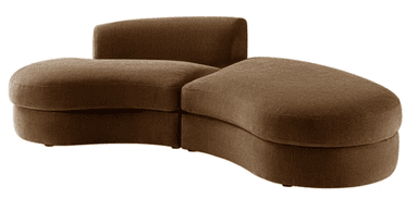 A two-piece sectional sofa characterized by its sinuous, organic forms. Upholstered in a textured, warm brown fabric, the sofa features a low-profile design. One section includes a gently curved backrest, while the adjacent piece is a backless chaise lounge component, also with a flowing, elongated silhouette. The overall aesthetic suggests a contemporary or organic modern style. — 3D model