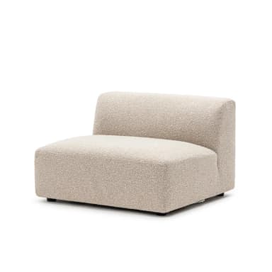 An armless, modular seating unit upholstered in a textured boucle fabric. The unit features a low-profile design with a deep seat and a rounded backrest, suggesting a modern or contemporary aesthetic. It is a single component, likely intended to be part of a larger sectional sofa arrangement or used as a standalone accent piece. — 3D model