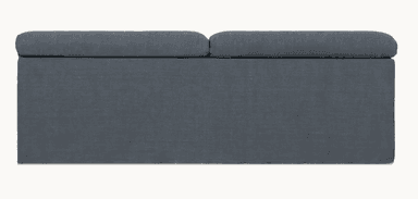 A modular sofa section with a low profile and deep seating. The design features a tufted cushion top with channel stitching, creating a segmented appearance. The base is a solid, upholstered block. The backrest curves gently upwards and appears to be integrated with the seating. — 3D model