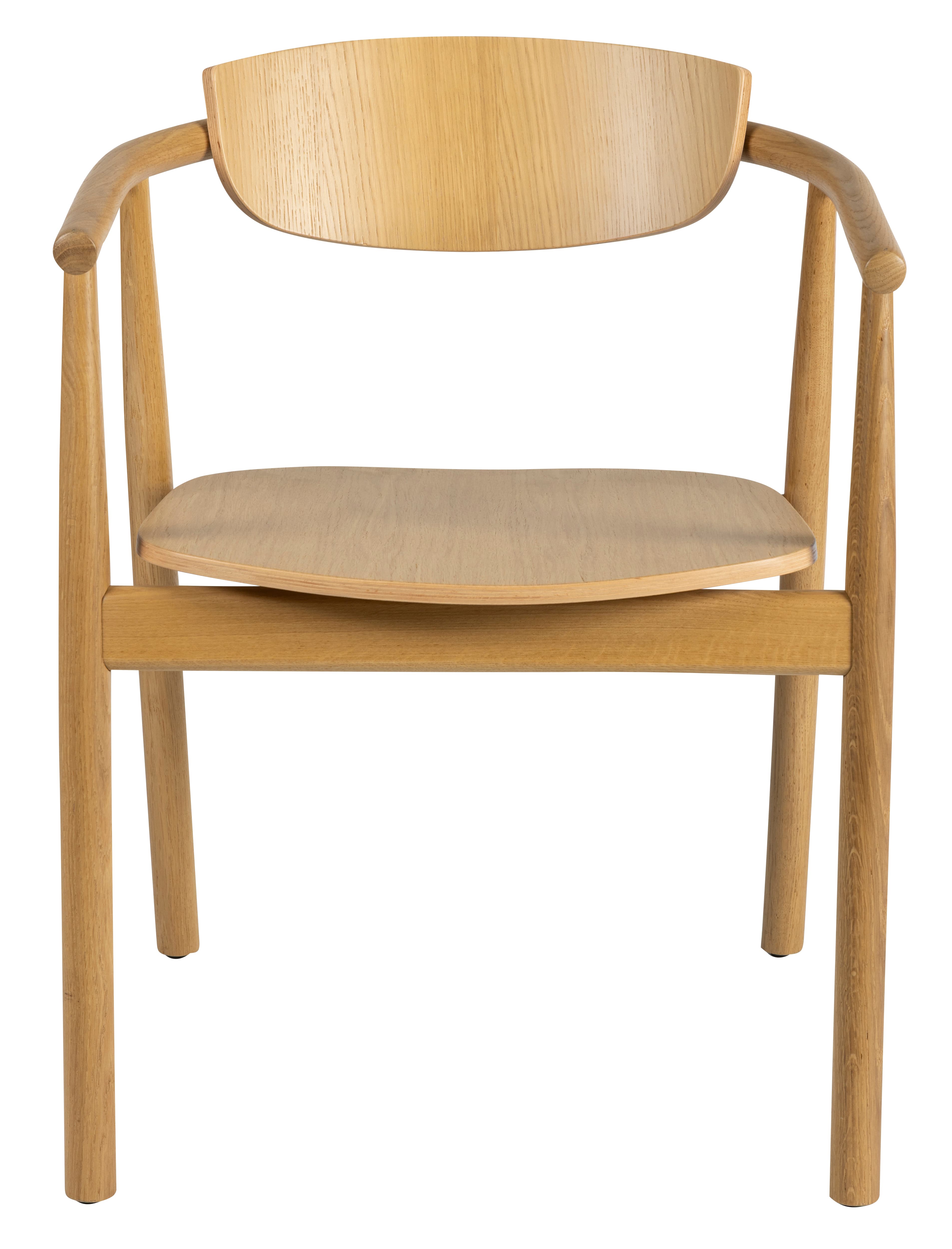 A wooden armchair with a curved backrest and seat. The frame and legs are made of light-colored wood with a visible grain. The armrests curve upwards and outwards. — 3D model