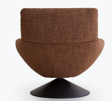 An upholstered lounge chair with a distinct rounded back and seat, supported by a conical swivel base. — 3D model