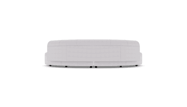 A white, curved sofa viewed from a top-down perspective. The sofa features a distinctive semi-circular design with segmented cushioning on the seating surface and backrest. The overall form suggests a modern or contemporary aesthetic. — 3D model