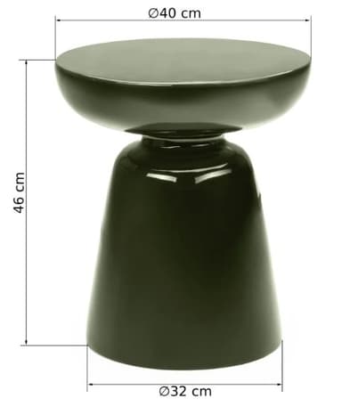 A glossy dark green hourglass-shaped furniture piece, functioning as an accent table or stool, with a smooth, reflective surface. — 3D model