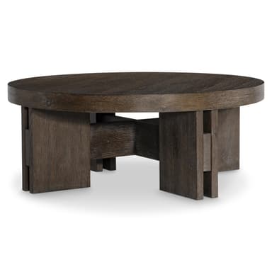 A dark wood console table with a rectangular top and two solid block legs connected by a horizontal support. A central vertical support element is visible. — 3D model