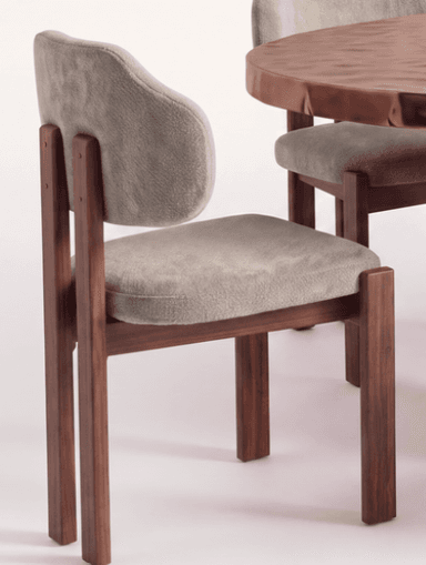 An armless chair featuring a solid wood frame with a rectangular upholstered seat and a separate, curved upholstered backrest. The chair has a minimalist and contemporary design. — 3D model