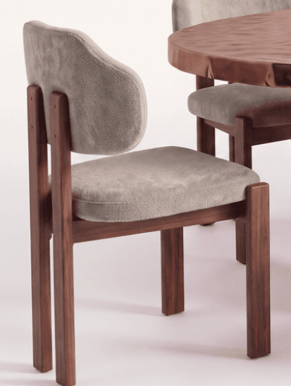 An armless chair featuring a solid wood frame with a rectangular upholstered seat and a separate, curved upholstered backrest. The chair has a minimalist and contemporary design. — 3D model