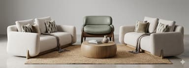 A minimalist, round coffee table crafted from light-toned wood, featuring a solid drum-like silhouette where the top and base are seamlessly integrated. — 3D model