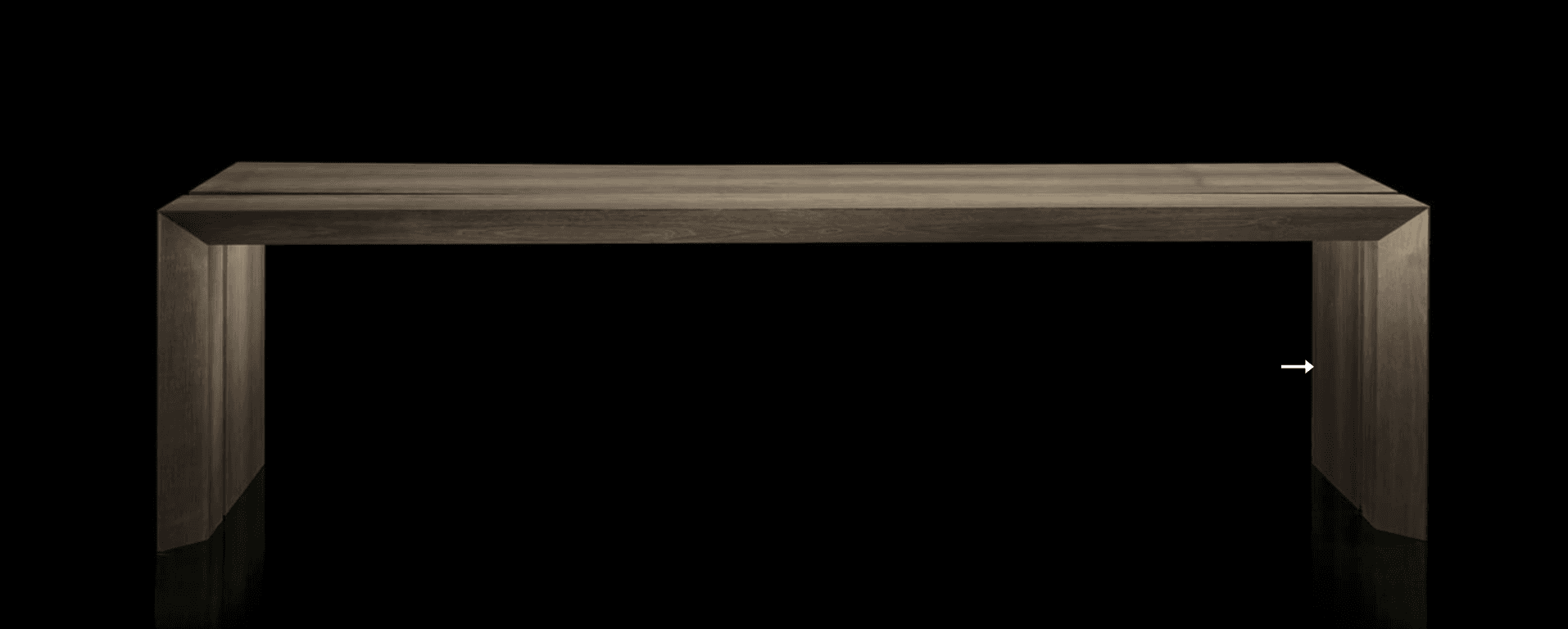 A minimalist bench with a dark brown wood finish, designed in a simple U-shape with thick, clean lines. — 3D model