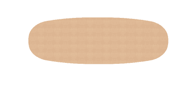 An elongated, light-colored oval table with a wood or wood veneer top, supported by three cream-colored, flared pedestal bases. — 3D model