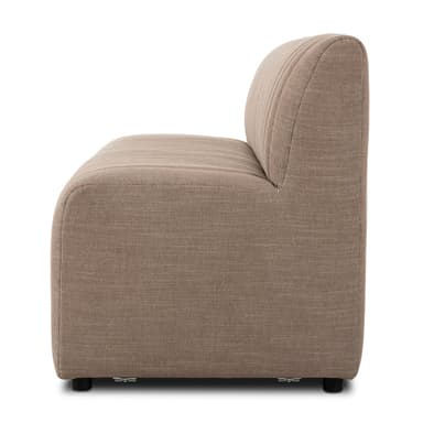 A rectangular upholstered headboard with vertical channel tufting. The headboard has a flat top edge and appears to be designed to attach to a bed frame or wall. It rests on small, dark-colored feet. — 3D model
