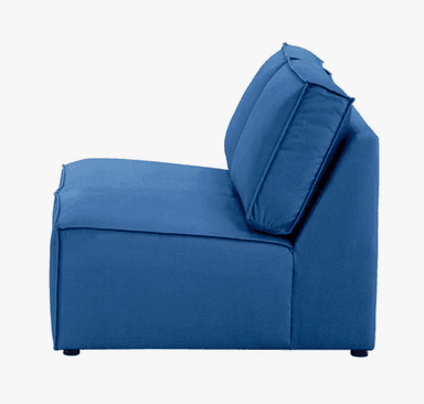 A two-seater modular sofa with clean lines and plush cushioning. The sofa features deep seats and backrests constructed from upholstered blocks, suggesting a modern, minimalist design. The upholstery appears to be a durable fabric, and the construction is robust with visible stitching detailing the edges of each cushion. — 3D model